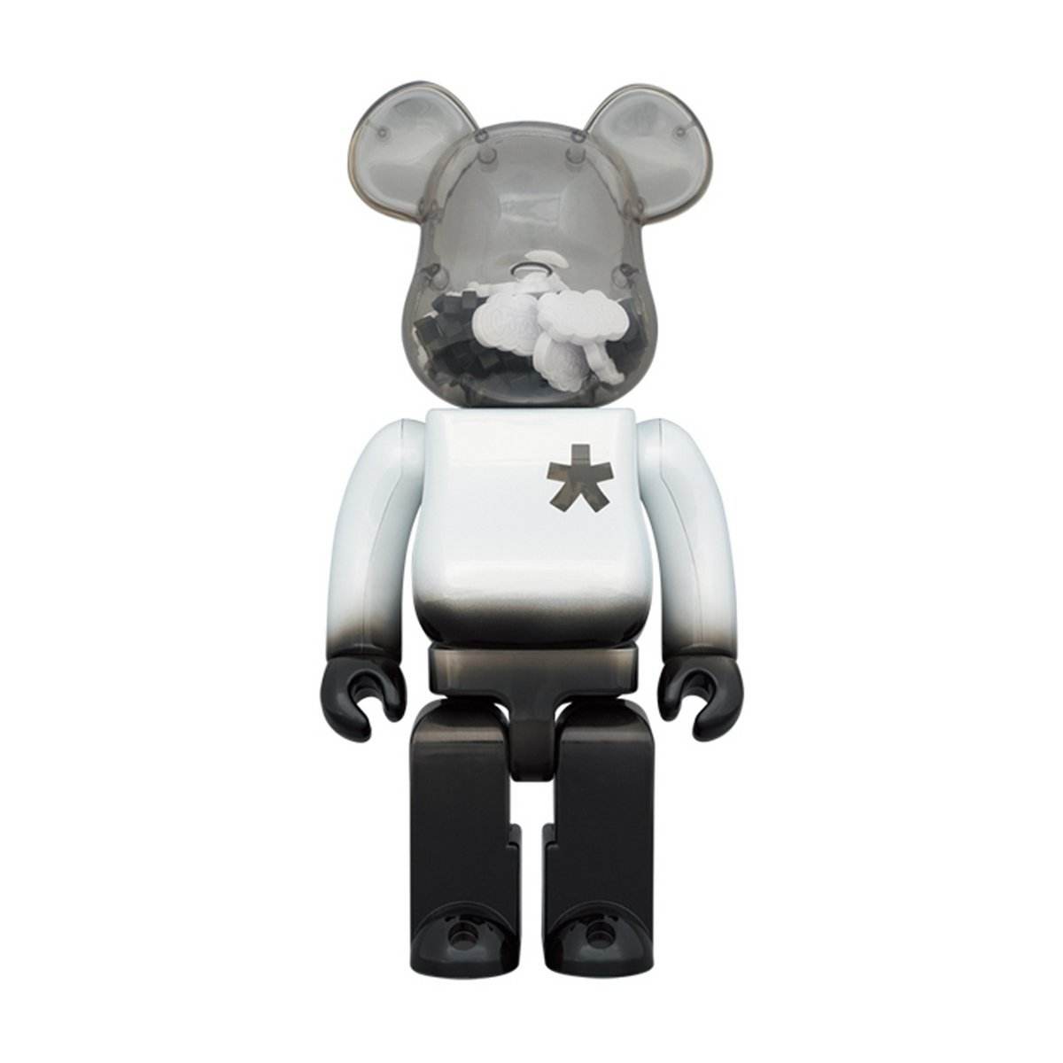 400% Bearbrick - Eric Haze limited edition with star design and ombré effect, featuring transparent head and signature logo.