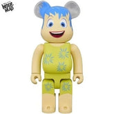 400% Bearbrick Joy from Inside Out with blue hair and yellow outfit.