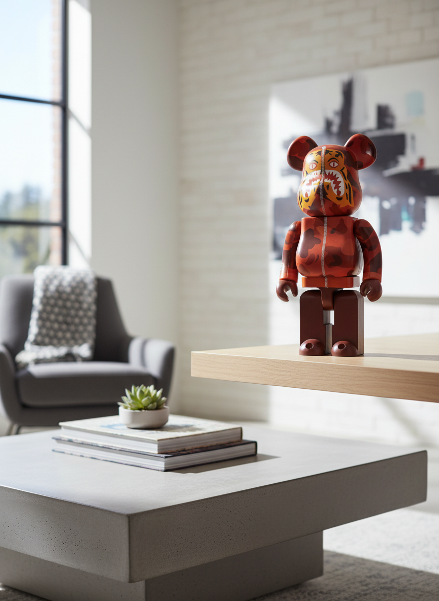 400% & 100% Bearbrick sæt - Camo Tiger by BAPE (Red ver.)-Medicom Toy-Bearbrick