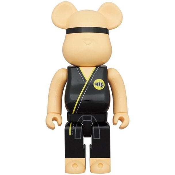 1000% Bearbrick Cobra Kai figurine in Cobra Kai Karate Dojo uniform.