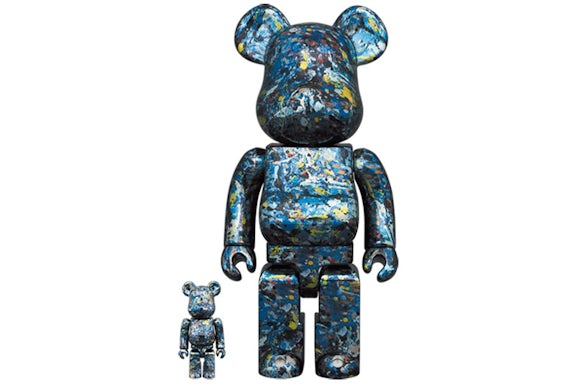 400% & 100% Bearbrick Set – Jackson Pollock Studio (Chrome Ver.)