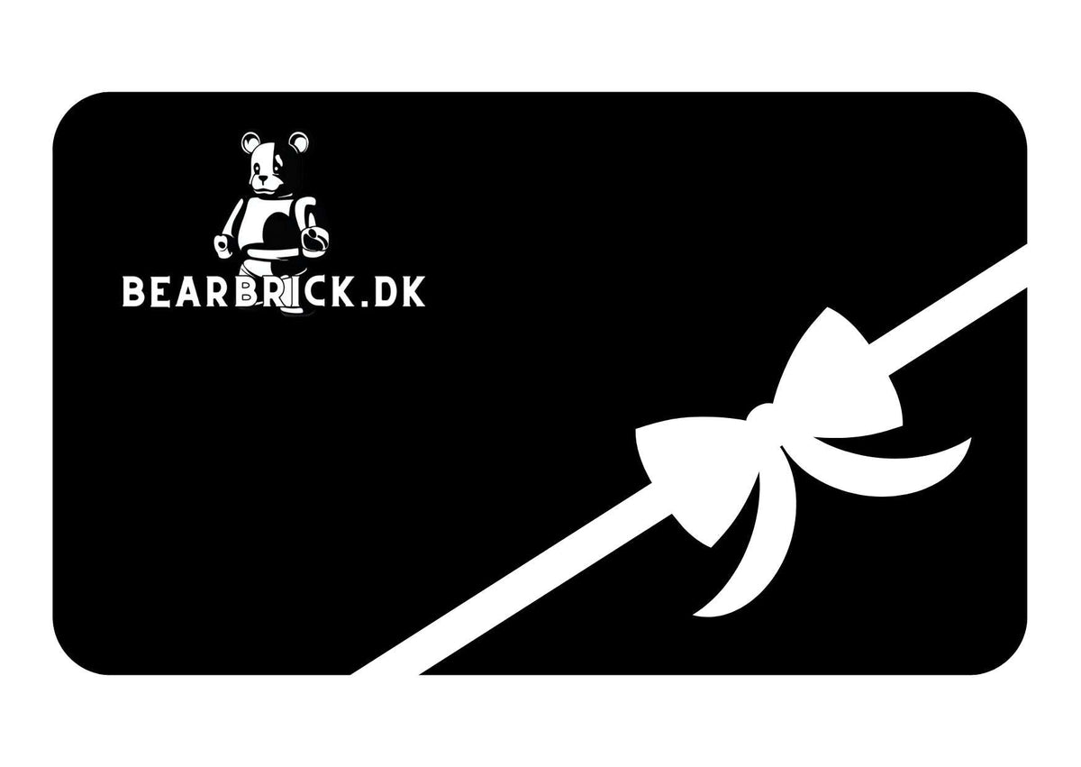 Bearbrick Gavekort gift card with bow design.