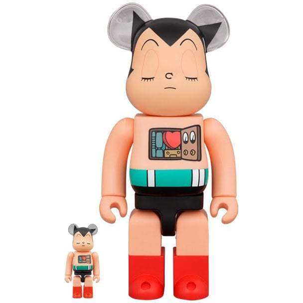 400% and 100% Bearbrick Astro Boy Sleeping Edition collectible figure set