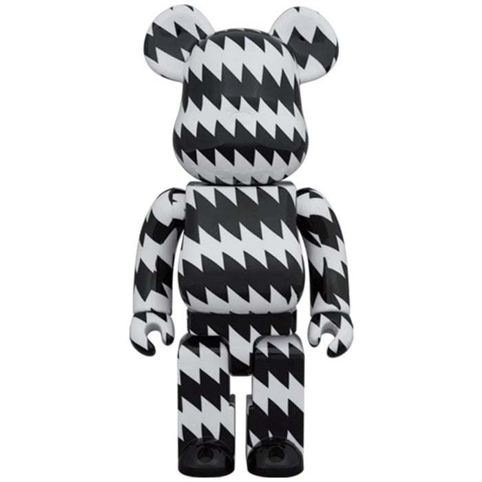 400 Bearbrick figure with black and white zigzag Mintdesigns pattern