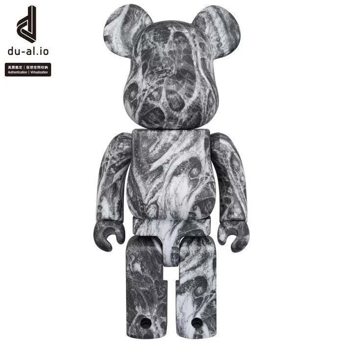 400% Bearbrick - Brandon Holt figure with dark thematic and monochromatic style design.