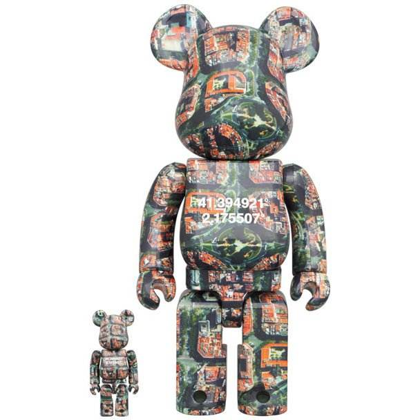 400% & 100% Bearbrick set with Barcelona Overview design by Benjamin Grant.