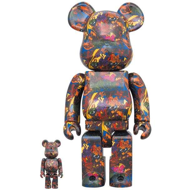 Bearbrick sæt featuring 100% and 400% figures with colorful Jungle's Song artwork by Jimmy Onishi