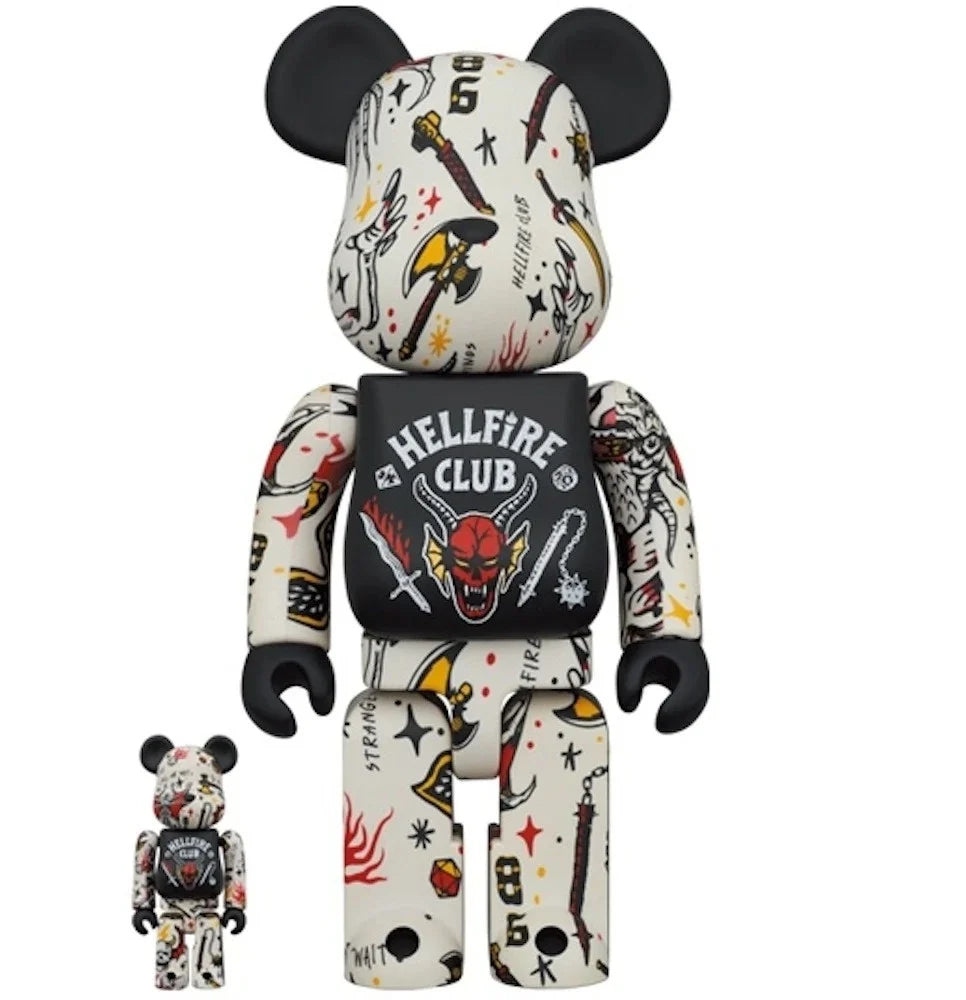 400% & 100% Bearbrick Set - Hellfire Club (Stranger Things)-Medicom Toy-Bearbrick