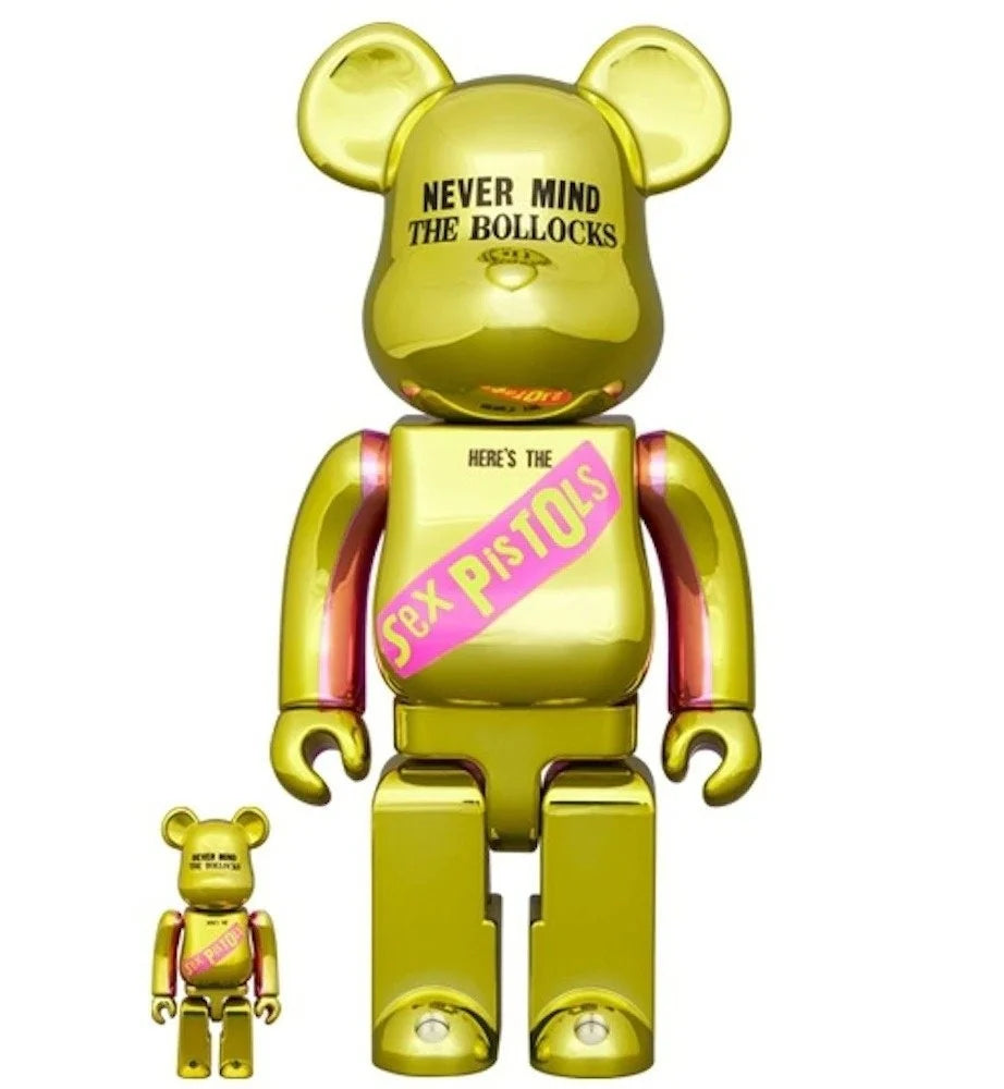 400% + 100% Bearbrick set - Sex Pistols - Never Mind the Bollocks (Chrome Edition)-Medicom Toy-Bearbrick