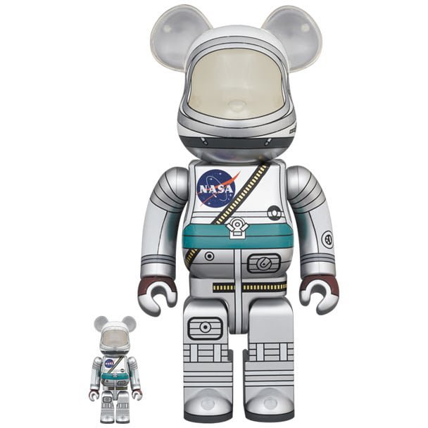 400% & 100% Bearbrick sæt - Project Mercury Astronaut (NASA)