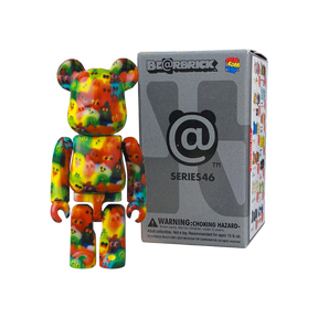 100% Bearbrick Blindbox Series 46 collectible figure with colorful design and packaging.