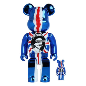 400% & 100% Bearbrick sæt - Sex Pistols - God save the Queen (Chrome Edition)