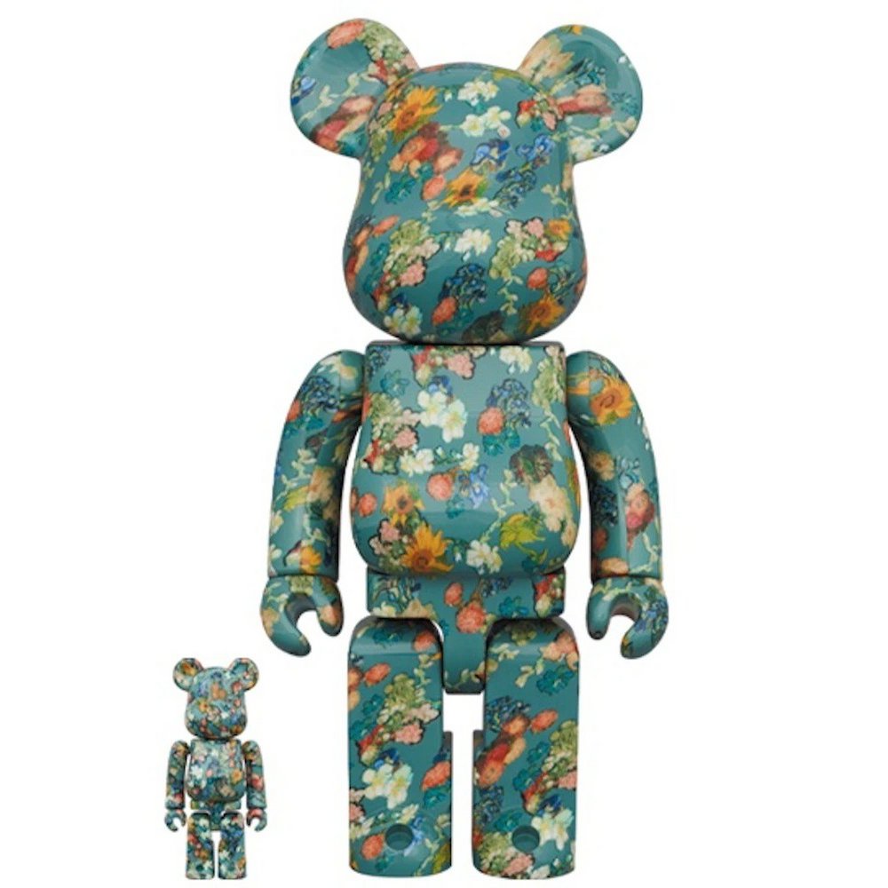 400% & 100% Bearbrick sæt - Vincent Van Gogh (50th Anniversary - Floral Pattern