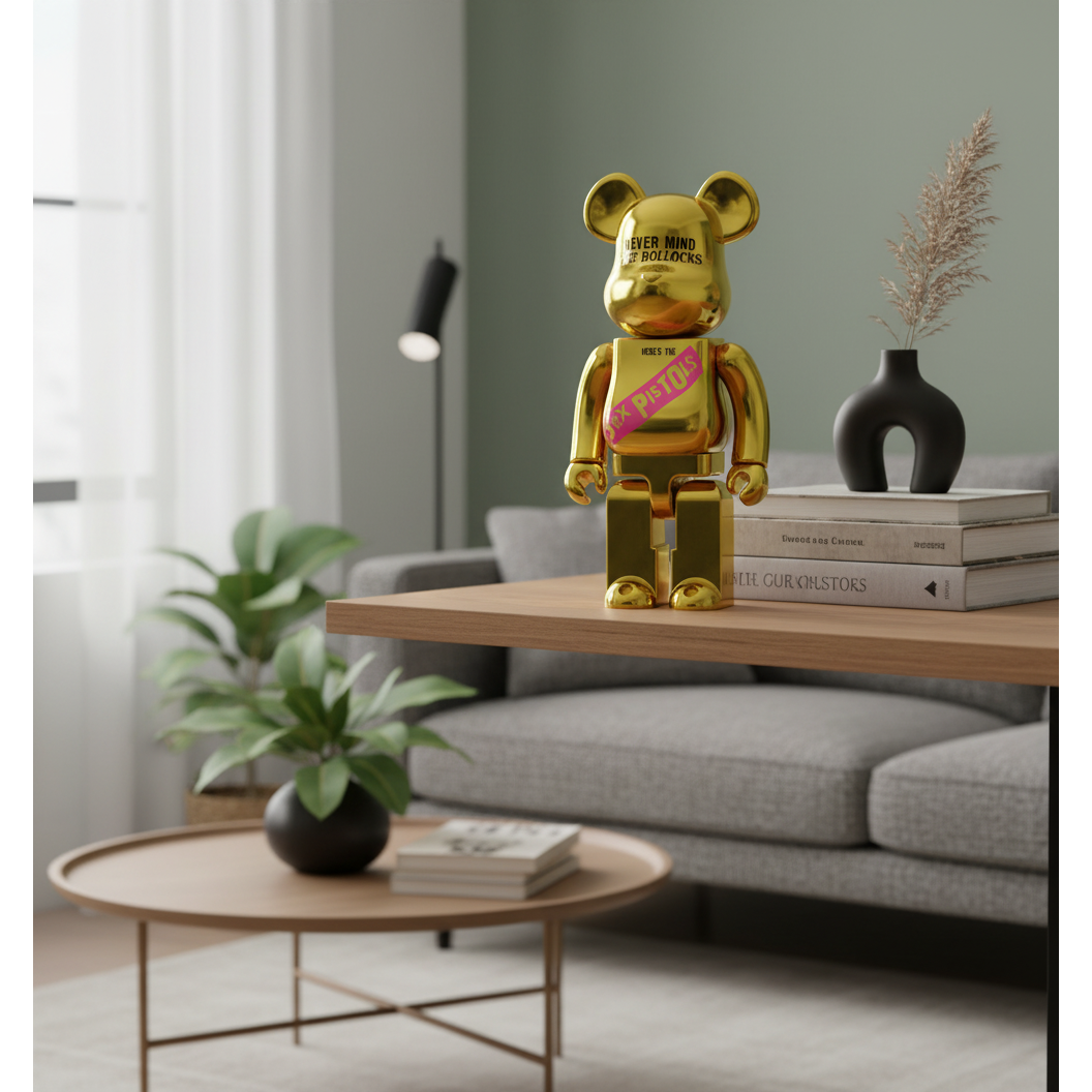 400% + 100% Bearbrick set - Sex Pistols - Never Mind the Bollocks (Chrome Edition)-Medicom Toy-Bearbrick