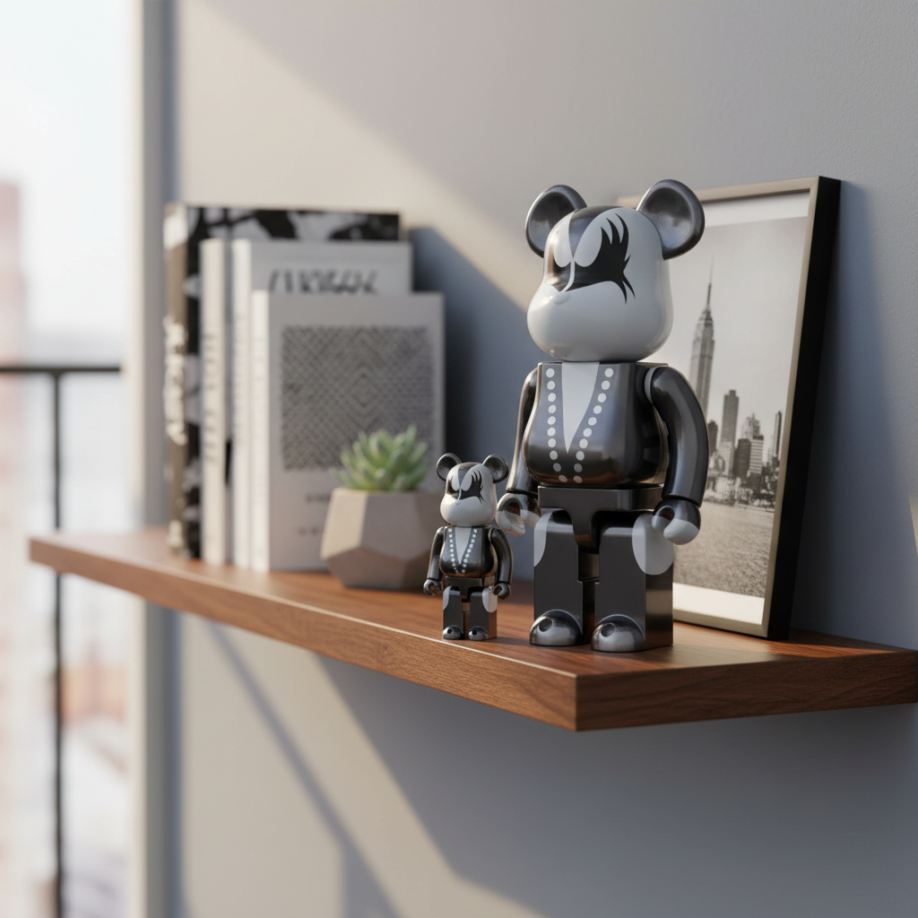 400% & 100% Bearbrick sæt - KISS Demon (Chrome ed.)-Medicom Toy-Bearbrick