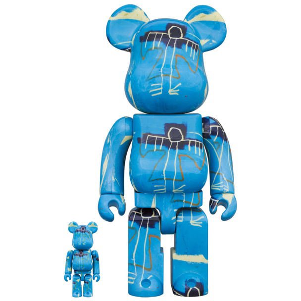 400% & 100% Bearbrick Sæt - Jean-Michel Basquiat v9 (Blue Angel)