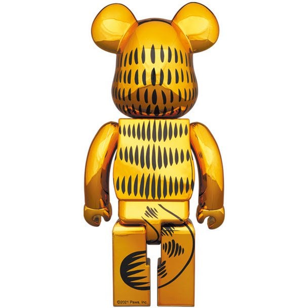 400% & 100% Bearbrick sæt - Garfield (Gold Chrome)