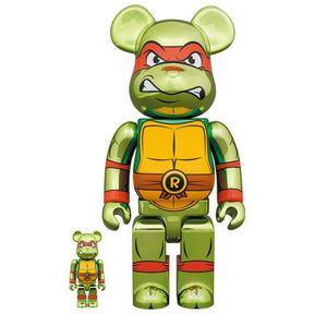 400% & 100% Bearbrick Sæt - Raphael Chrome (Teenage Mutant Ninja Turtles)