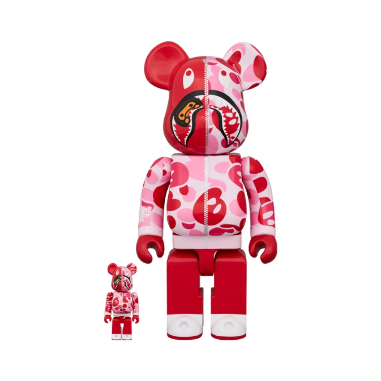 400% & 100% Bearbrick sæt - BAPE - Baby milo Shark Camo, Pink