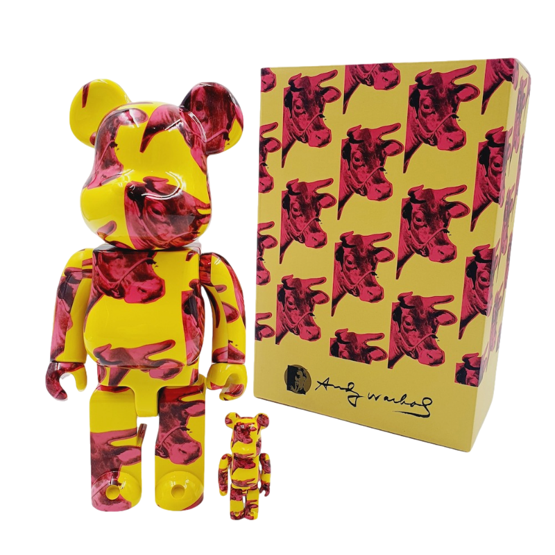 400% & 100% Bearbrick sæt - Andy Warhol (Cow Wallpaper)