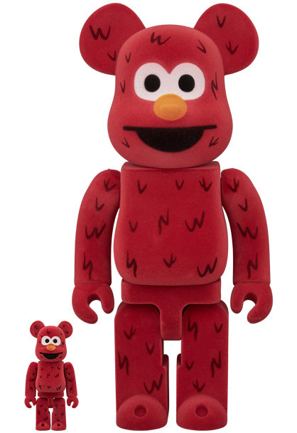 400% & 100% Bearbrick Set - Elmo (Flocked)